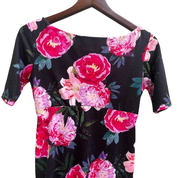 ASOS Maternity Rose Print Bodycon Dress Size 4 - Scoop Neck, 3/4 Sleeve, Stretch - Picture 14 of 16